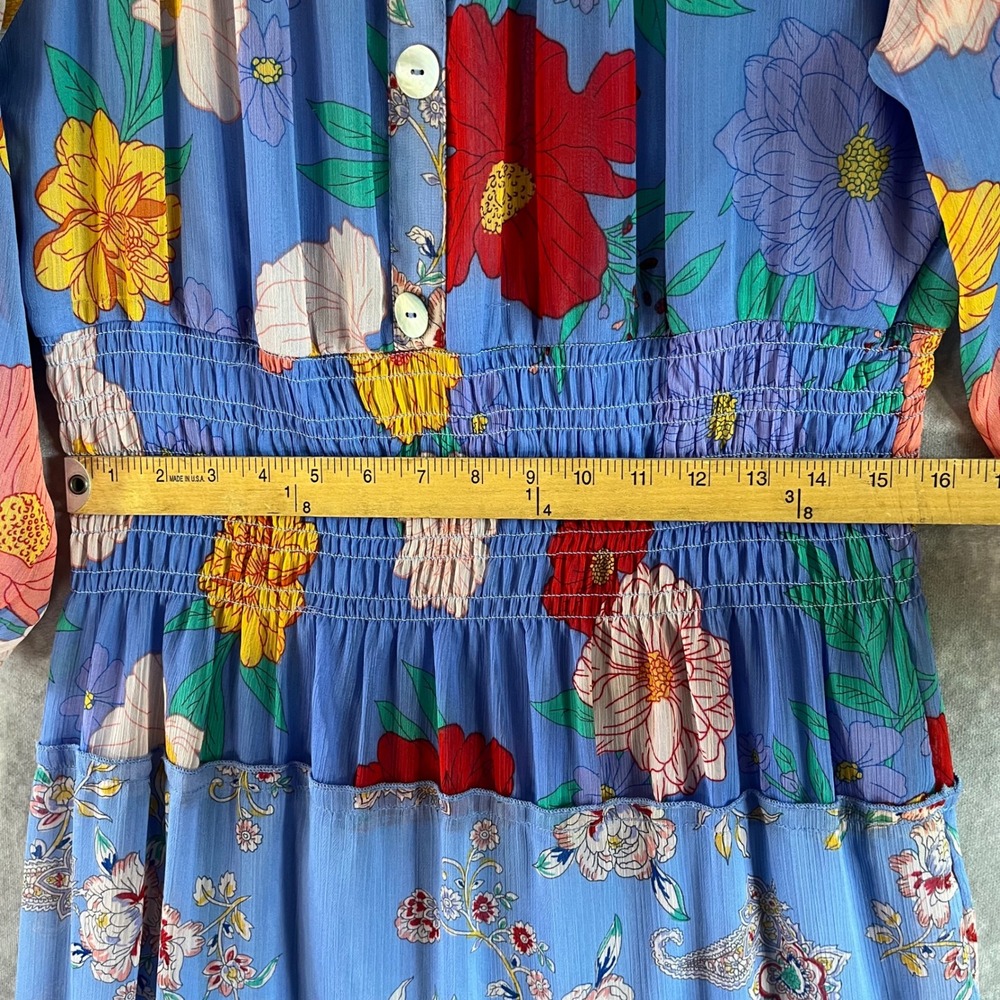 Figueroa & Flower Tiered Maxi Dress Women XL Blue Floral Smocked Boho F800153C10 - Picture 7 of 9